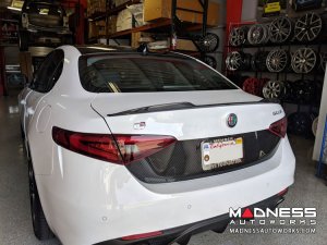 Alfa Romeo Giulia Central Back License Plate Trim Piece - Carbon Fiber